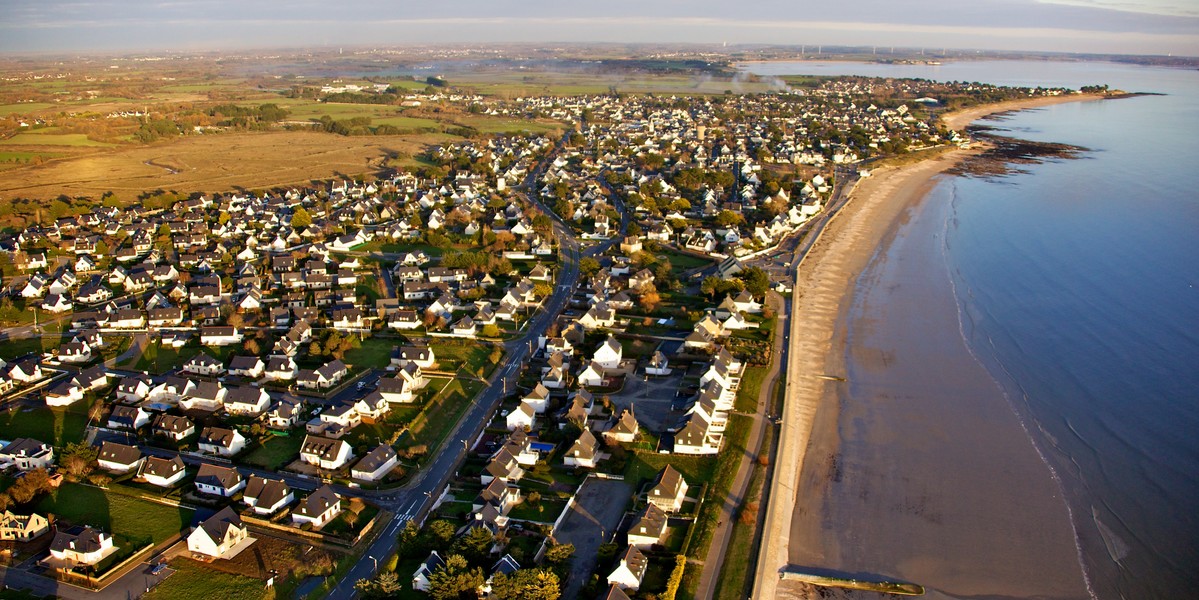 Vue aérienne Grande plage de Kervoyal à Damgan ©A. Dréan