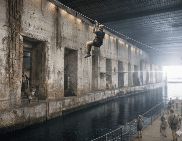 Tyrolienne – Base sous-marine de Saint-Nazaire